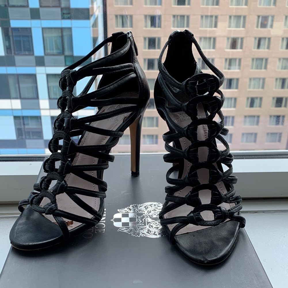 Chic Black Strappy Gladiator-Inspired Heels